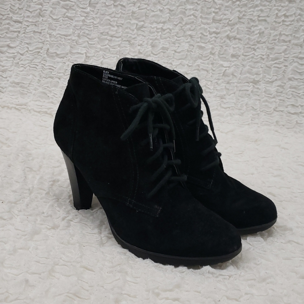 Black Suede, White Mountain Ankle Boots, 8.5M